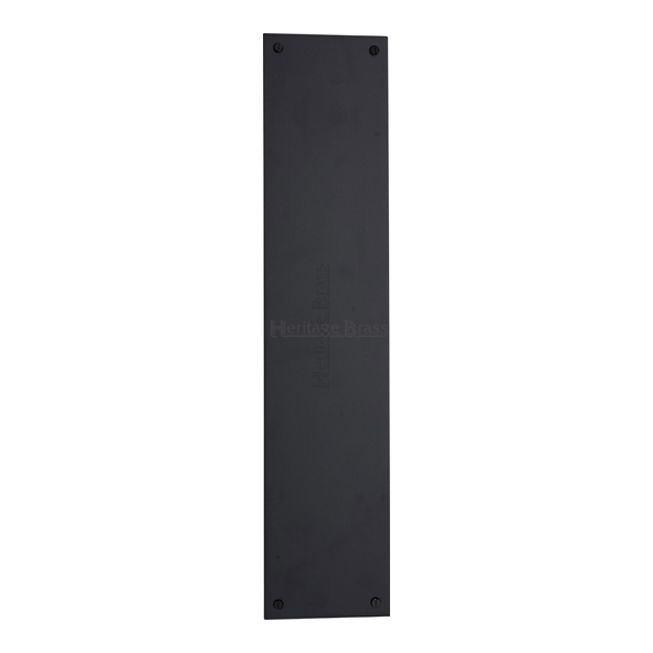 V740 350-BKMT • 350 x 076mm • Matt Black • Heritage Brass Rectangular Finger Plate